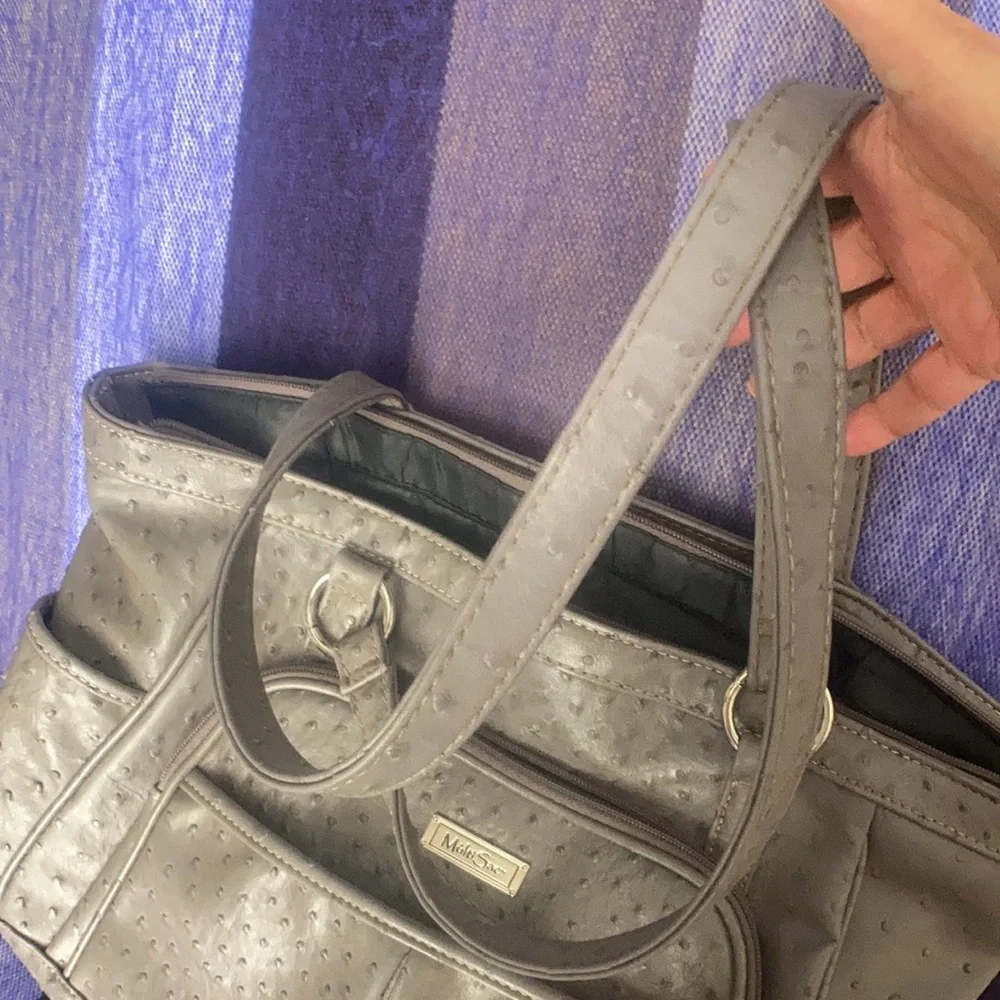 Vintage large MultiSac faux ostrich leather tote/laptop bag